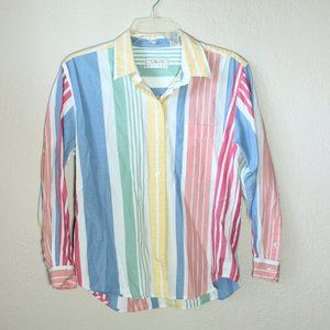 *SALE! 2/$22 or 3/$30* Talbots Petites Rainbow Stripe Button Up Women Size M